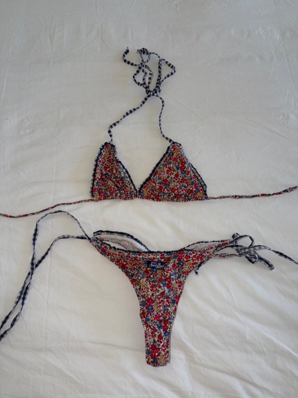 Floral String Bikini Set - Multicolor